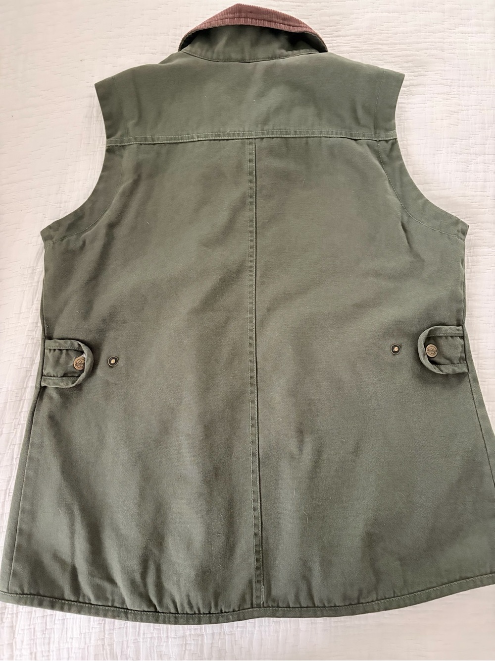 Vintage Woolrich Olive Green Field Vest with Brown Corduroy Collar - Picture 5 of 6
